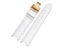 CAWEUER Genuine Leather Watchband Compatible With MK Table Notch Watch Band Michael Kors Mike Coles Female Watch Strap Mk2277 2425 Watch Band(White-gold-B1)