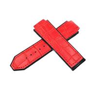 CAWEUER Leather+silicone Watch Strap Replacement Compatible With 25mm*19mm Soft Watchband Compatible With Wrist Bracelet(Red)