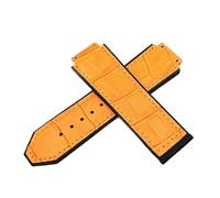 CAWEUER Leather+silicone Watch Strap Replacement Compatible With 25mm*19mm Soft Watchband Compatible With Wrist Bracelet(Orange)