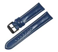 CAWEUER Leather Strap Substitute Photokinetic Energy Compatible With CA0695-17/84E CA0690-88E Series Flat Interface Cowhide Watchband 20mm(Blue black B)