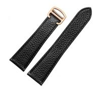 CAWEUER Leather Watch Strap Compatible With Cartier London Solo Soft Comfortable Lychee Pattern Watchband Accessories 20mm 22mm 23mm(Black Rose Gold,22mm)