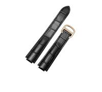 CAWEUER Leather Watchband Compatible With Cartier Blue Balloon Bracelet Replace Watch Cowhide Women Strap 16-9mm,18-11mm, 20-12mm, 22-14mm(Black-gold,8-14mm)