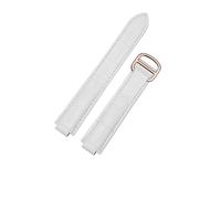 CAWEUER Leather Watchband Compatible With Cartier Blue Balloon Bracelet Replace Watch Cowhide Women Strap 16-9mm,18-11mm, 20-12mm, 22-14mm(White-rosegold,11-18mm)