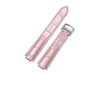 CAWEUER Leather Watchband Compatible With Cartier Blue Balloon Bracelet Replace Watch Cowhide Women Strap 16-9mm,18-11mm, 20-12mm, 22-14mm(Pink-silver,11-18mm)