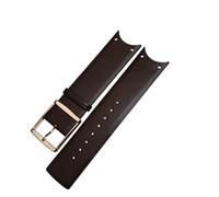 CAWEUER Leather Watchband Compatible With CK KOV231 KOV232 Series Special Curved Edge Ultra-thin Cowhide Watch Strap For Men Women 22mm(Brown-rosegold)