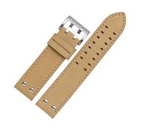 CAWEUER Leather Watchband Replacement Strap Khaki Classic Jazz Seiko Watch Chain Compatible With Hamilton 20mm 22mm(WHITE,22mm)