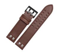 CAWEUER Leather Watchband Replacement Strap Khaki Classic Jazz Seiko Watch Chain Compatible With Hamilton 20mm 22mm(Hot Pink,22mm)