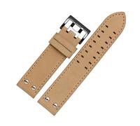 CAWEUER Leather Watchband Replacement Strap Khaki Classic Jazz Seiko Watch Chain Compatible With Hamilton 20mm 22mm(Silver,20mm)