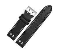 CAWEUER Leather Watchband Replacement Strap Khaki Classic Jazz Seiko Watch Chain Compatible With Hamilton 20mm 22mm(Blue,22mm)