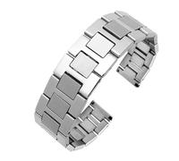 CAWEUER Luxurious Watch Bands 904L Stainless Steel Bracelet Compatible With Solo Wristband 16mm 17.5mm 22mm 20mm 23mm Silver Straps(22mm)