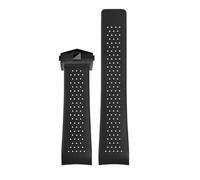 CAWEUER Natural Rubber Watchband Compatible With TAG HEUER GRAND CARRERA Wristband Waterproof Sport Strap Soft Silicone Watch Bracelet 22mm 24mm(Black-black,22mm)