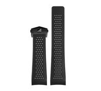 CAWEUER Natural Rubber Watchband Compatible With TAG HEUER GRAND CARRERA Wristband Waterproof Sport Strap Soft Silicone Watch Bracelet(Black-black,22mm)