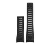 CAWEUER Natural Rubber Watchband Compatible With TAG HEUER GRAND CARRERA Wristband Waterproof Sport Strap Soft Silicone Watch Bracelet 22mm 24mm(Black-no buckle,22mm)