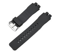 CAWEUER Resin Strap Compatible With Casio PROTREK PRG-300 PRW-3000 3100 PRW-6000 6100 Men Replacement Black Rubber Watch Band Bracelet Tools(Black silver buckle)