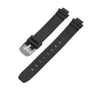 CAWEUER Resin TPU Watchband Straps Compatible With Casio LA-20WH Replace Band Women Ladies Bracelet Belt 10mm Soft Comfortable Wristband Accessories(Black silver buckle)
