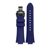 CAWEUER Rubber Adaptation Compatible With Casio EFB-680 ECB-10YD Resin Silicone Watch With Convex 26 * 14mm Bracelet(Blue black B)