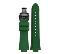 CAWEUER Rubber Adaptation Compatible With Casio EFB-680 ECB-10YD Resin Silicone Watch With Convex 26 * 14mm Bracelet(Green black B)