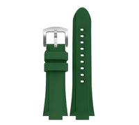 CAWEUER Rubber Adaptation Compatible With Casio EFB-680 ECB-10YD Resin Silicone Watch With Convex 26 * 14mm Bracelet(Green - silver A)