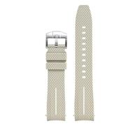 CAWEUER Rubber Silicone Strap Compatible With Omega X Swatch Joint MoonSwatch 20mm Men Women Curved End Quick Release Watch Band Compatible With Seamaster 300(Khaki white)