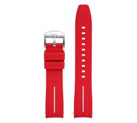 CAWEUER Rubber Silicone Strap Compatible With Omega X Swatch Joint MoonSwatch 20mm Men Women Curved End Quick Release Watch Band Compatible With Seamaster 300(Red white)