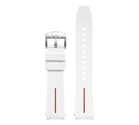 CAWEUER Rubber Silicone Strap Compatible With Omega X Swatch Joint MoonSwatch 20mm Men Women Curved End Quick Release Watch Band Compatible With Seamaster 300(White red)
