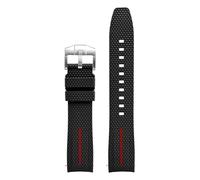 CAWEUER Rubber Silicone Strap Compatible With Omega X Swatch Joint MoonSwatch 20mm Men Women Curved End Quick Release Watch Band Compatible With Seamaster 300(Black red)