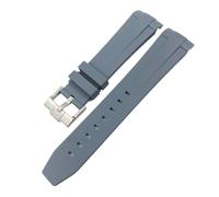CAWEUER Rubber Strap Suitable Compatible With Longines Conquest L3742/L3781 Diving L3782/L3783 Mechanical Men's 21mm Watchband Bracelet(Grey-silver)
