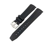 CAWEUER Rubber Strap Suitable Compatible With Longines Conquest L3742/L3781 Diving L3782/L3783 Mechanical Men's 21mm Watchband Bracelet(Black-silver)