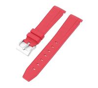 CAWEUER Silicone Rubber Strap 20mm Compatible With Rolex Daytona Water Ghost Watch Band Curved End Sport Bracelet Accessories Compatible With Omega MoonSwatch(Red01)