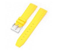 CAWEUER Silicone Rubber Strap 20mm Compatible With Rolex Daytona Water Ghost Watch Band Curved End Sport Bracelet Accessories Compatible With Omega MoonSwatch(Yellow01)
