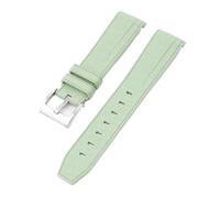 CAWEUER Silicone Rubber Strap 20mm Compatible With Rolex Daytona Water Ghost Watch Band Curved End Sport Bracelet Accessories Compatible With Omega MoonSwatch(Light green01)