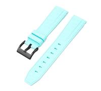 CAWEUER Silicone Rubber Strap 20mm Compatible With Rolex Daytona Water Ghost Watch Band Curved End Sport Bracelet Accessories Compatible With Omega MoonSwatch(Light blue02)