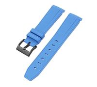 CAWEUER Silicone Rubber Strap 20mm Compatible With Rolex Daytona Water Ghost Watch Band Curved End Sport Bracelet Accessories Compatible With Omega MoonSwatch(Dark blue02)
