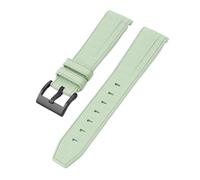 CAWEUER Silicone Rubber Strap 20mm Compatible With Rolex Daytona Water Ghost Watch Band Curved End Sport Bracelet Accessories Compatible With Omega MoonSwatch(Light green02)