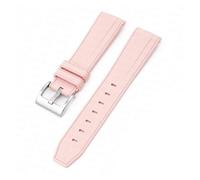 CAWEUER Silicone Rubber Strap 20mm Compatible With Rolex Daytona Water Ghost Watch Band Curved End Sport Bracelet Accessories Compatible With Omega MoonSwatch(Pink01)