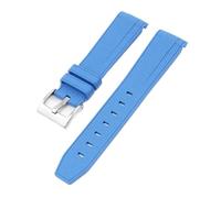 CAWEUER Silicone Rubber Strap 20mm Compatible With Rolex Daytona Water Ghost Watch Band Curved End Sport Bracelet Accessories Compatible With Omega MoonSwatch(Dark blue01)
