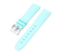 CAWEUER Silicone Rubber Strap 20mm Compatible With Rolex Daytona Water Ghost Watch Band Curved End Sport Bracelet Accessories Compatible With Omega MoonSwatch(Light blue01)