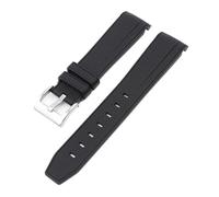 CAWEUER Silicone Rubber Strap 20mm Compatible With Rolex Daytona Water Ghost Watch Band Curved End Sport Bracelet Accessories Compatible With Omega MoonSwatch(Black01)