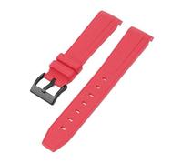 CAWEUER Silicone Rubber Strap 20mm Compatible With Rolex Daytona Water Ghost Watch Band Curved End Sport Bracelet Accessories Compatible With Omega MoonSwatch(Red02)