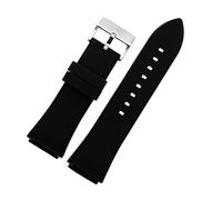 CAWEUER Silicone Rubber Watch Band Compatible With Guess W0247G3 W0040G3 W0040G7 Strap Men Sport Waterproof Blue Black Bracelet 22mm(Black-silver)