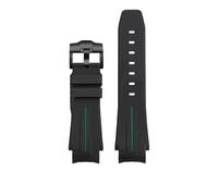 CAWEUER Silicone Rubber Watch Strap Convex Joint Waterproof Black Green Men Watchband Compatible With Rolex Yacht Master Sea Dweller ANCON(Black green-B pin,20mm)