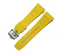 CAWEUER Silicone Watch Bracelet, Suitable Compatible With Richard Miller RM011 Accessories, Rubber Strap 25-20mm(Yellow-silver)