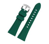 CAWEUER Silicone Watch Strap Compatible With Diesel DZ4318 7395 4496 4323 Waterproof Rubber Watchband For Men Bracelet 24mm 26mm(Green-silver,24mm)