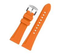 CAWEUER Silicone Watch Strap Compatible With Diesel DZ4318 7395 4496 4323 Waterproof Rubber Watchband For Men Bracelet 24mm 26mm(Orange-silver,24mm)