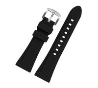 CAWEUER Silicone Watch Strap Compatible With Diesel DZ4318 7395 4496 4323 Waterproof Rubber Watchband For Men Bracelet 24mm 26mm(Black-silver,26mm)