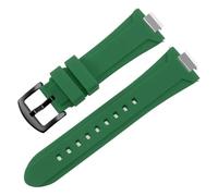 CAWEUER Silicone Watch Strap Replacement Compatible With PRX Super Player Series T137.407/410 Quick Release Convex Interface Rubber Watchband 24mm(Green black B)