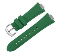 CAWEUER Silicone Watch Strap Replacement Compatible With PRX Super Player Series T137.407/410 Quick Release Convex Interface Rubber Watchband 24mm(Green silver B)