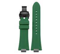 CAWEUER Silicone Watch Strap Replacement Compatible With PRX Super Player Series T137.407/410 Quick Release Convex Interface Rubber Watchband 24mm(Green black A)
