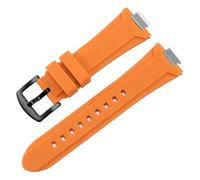 CAWEUER Silicone Watch Strap Replacement Compatible With PRX Super Player Series T137.407/410 Quick Release Convex Interface Rubber Watchband 24mm(Orange black B)