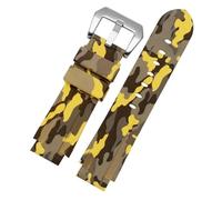 CAWEUER Silicone Watchband 24 * 16mm Colorful Wristband Replacement Rubber Strap Compatible With T2N739 T2N721 720(Camouflage yellow)